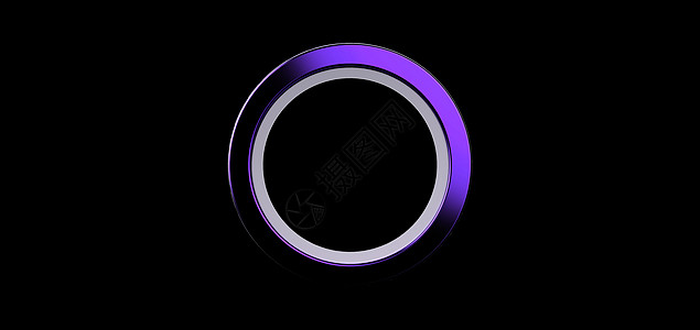 3d 渲染 黑色背景上的紫罗兰色环 珠宝金属圆形 用紫外线照射的空白空间 金属珠宝时装秀舞台 抽象的深色插图图片