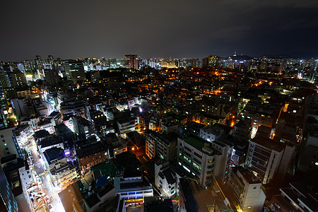 韩国首尔天线商业场景城市市中心都市旅行文化建筑物夜景天空图片