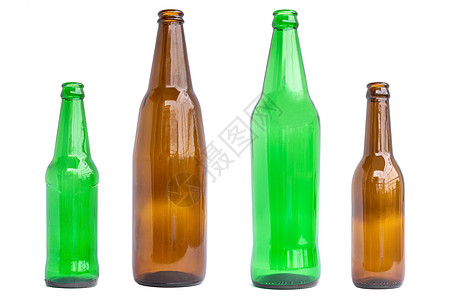 啤酒瓶子一组玻璃瓶在白色背景上被隔开背景