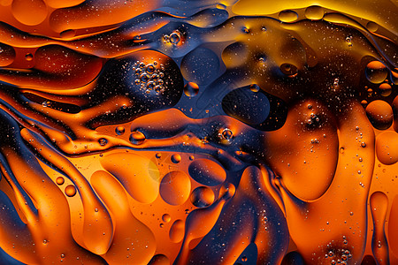 水和石油背景 色彩多明亮墙纸水滴圆圈液体气泡反射实验海浪曲线宏观图片