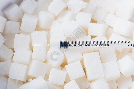 甜食成分和注射器含糖立方体胰岛素甜蜜疾病糖尿病药品控制白色注射营养医疗图片