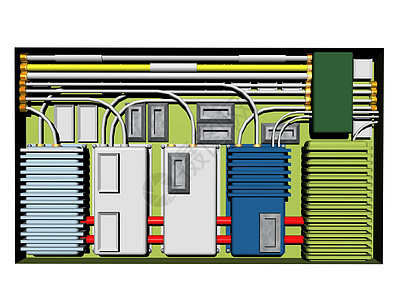 带有线条和电缆的分发框能源放大器管道供应电子产品补给配电箱图片