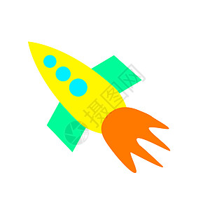说明 用于飞往太空的类似儿童型彩色火箭图片