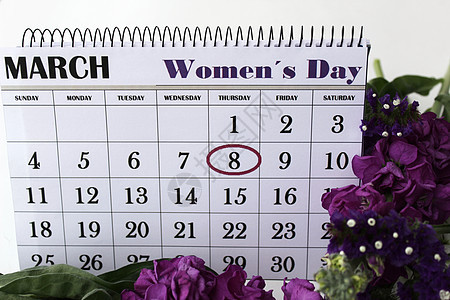 花和希利沙姆花朵以及纪念妇女节的日历叶子花束假期自由卡片花瓣庆典植物群女性紫色图片