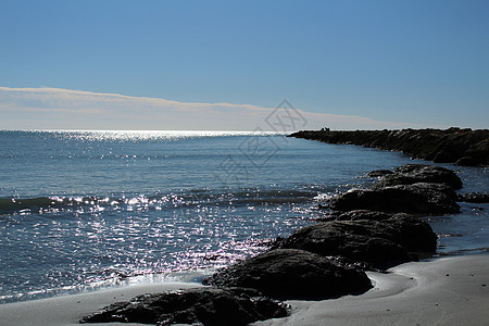 沙滩上的阳光明日天堂海浪地平线海洋蓝色太阳海岸晴天海岸线季节图片