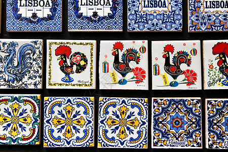 模仿葡萄牙瓷砖的冰箱纪念品磁铁复古手工品古董画幅形状制品工艺创造力正方形风格图片