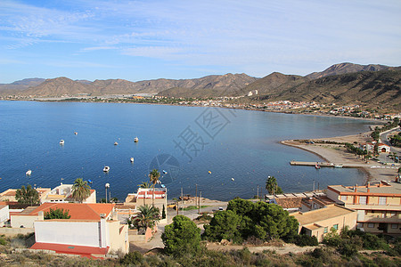 卡塔赫纳海岸拉阿佐希亚海滩旅行蓝色假期全景海浪海岸线支撑观光地标旅游图片