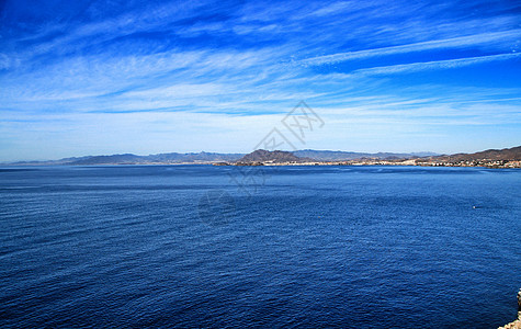 卡塔赫纳海岸拉阿佐希亚海滩海洋全景地标海浪蓝色海岸天空假期观光旅游图片