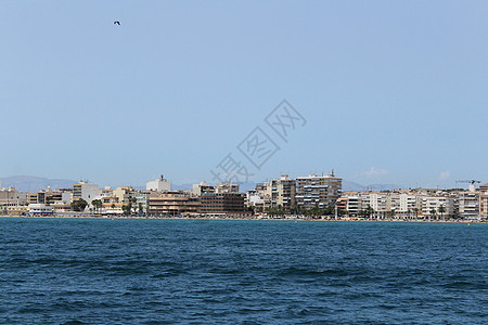 Santa Pola海岸全景 Alicante来自海的阿利坎特渔村窗户外观房子村庄海浪天空传统旅行海洋图片