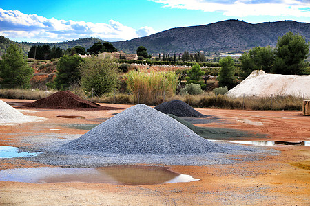 西班牙多姿多彩的建筑综合山峰矿物资源车辆建材碎石修正案砂砾产物基础沙坑图片