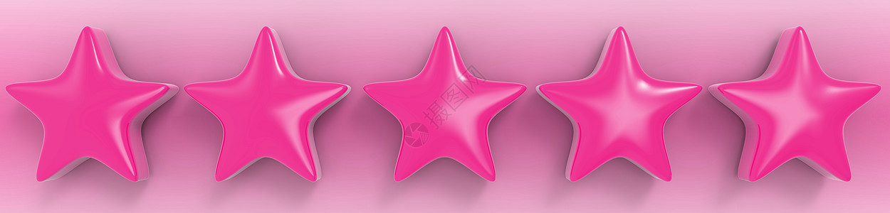 3d 五颗粉红星星 彩色背景 金星的出品和插图供溢价审查评分奢华优胜者质量白色班级艺术酒店庆典贵宾背景图片