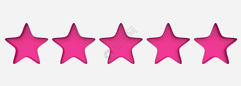 3d 五颗粉红星星 彩色背景 金星的出品和插图供溢价审查商业贵宾粉色艺术礼物质量优胜者庆典评分奢华图片