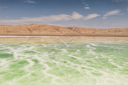 绿色盐湖 天然湖底背景假期旅行吸引力旅游风景支撑涟漪结晶水晶海洋图片