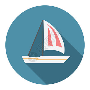 使用长阴影 孤立的帆船标志物现代矢量插图 用于图片