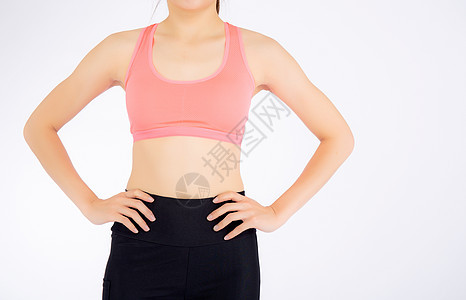 穿着运动服的年轻女子 美体膳食与胸罩数字皮肤营养女孩组织腹部内衣饮食橘皮图片