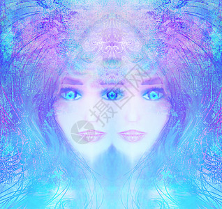 有第三眼 心智超自然感觉的女人插图眼睛紫色冥想崇拜女孩瞳孔女士沉思感官图片