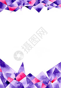 白色背景上的紫色和粉红色多边形抽象边框 样式设计模板 水彩手绘图解广告马赛克折纸传单辉光三角形科学线条技术横幅图片