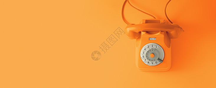 橙色古代拨号电话图片