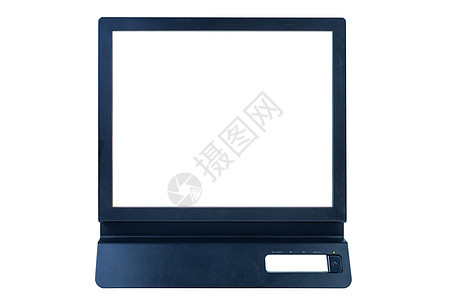白色背景上隔离的黑色平平端 TN LCD 监视器办公室框架控制板薄膜展示技术液体桌面电子视频图片