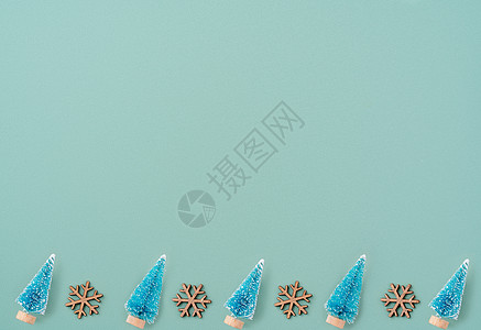 圣诞节节假日模式背景的顶端视图 A 组织构成问候语风格装饰高架蓝色小样季节新年装饰品桌子图片