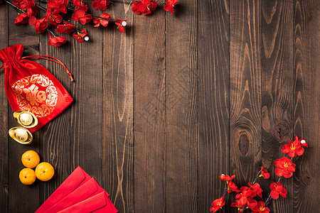 中文新年节信封假期幸福月球传统木头金子运气装饰品销售图片
