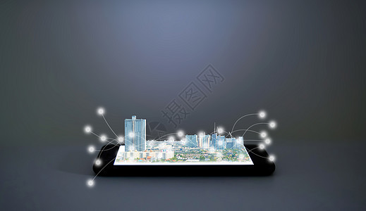 城市和智能手机技术图片