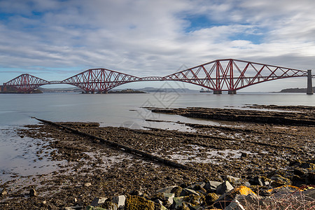 Forth铁路桥桥梁 国家遗产 苏格兰全国遗产天线世界吸引力海岸日光全景蓝色铁轨海洋火车图片