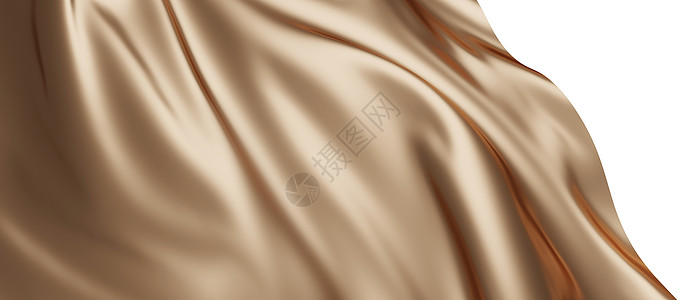 衣服上的素材在白色背景上隔离的奢华棕色布 3d背景