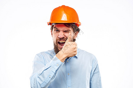 建筑工人 橙硬帽工程工程师 职业技术专业职类人员工作室商业衬衫男人成人男性建设者建筑工业黄色图片
