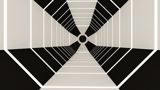 3d 隧道背景和CHE中抽象六边形变形激光安装科学技术陈列室光谱渲染门厅化学品线条图片