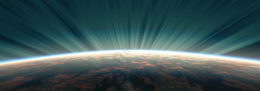 从太空极光3d渲染的日出天文学太阳勘探宇宙行星气氛辉光地理科学3d图片