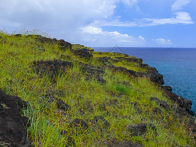 复活节岛 地貌 植被和海岸的自然性质旅游荒野海景悬崖魔法游客海滩跑步支撑雕像图片