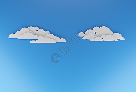 平面剪纸设计中蓝天上的浮云 数字渲染蓝色纸板3d剪纸数码天气电脑影像空间天空图片