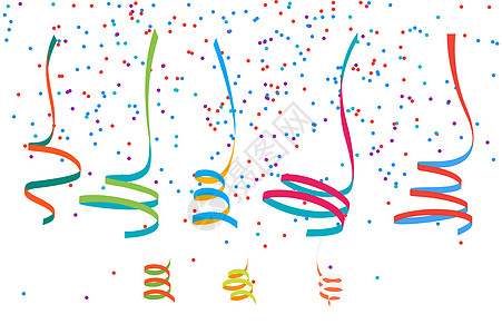 套抽象平的五颜六色的Serpentein 丝带 孤立的矢量设计元素 节日装饰庆典幸福纸屑胜利周年惊喜狂欢螺旋生日飘带图片