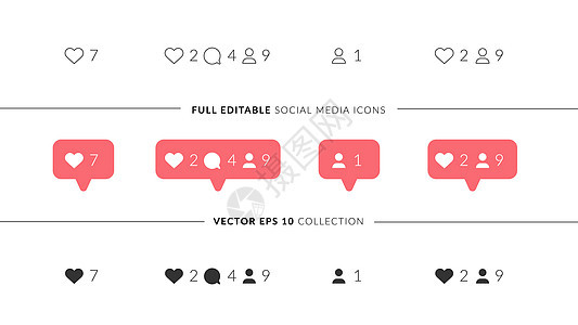 用于社交媒体设计的矢量完美图标 具有 3 种不同风格的优雅社交媒体图标 点赞 分享 评论 转发演讲全球网络社会互联网按钮气泡背景图片