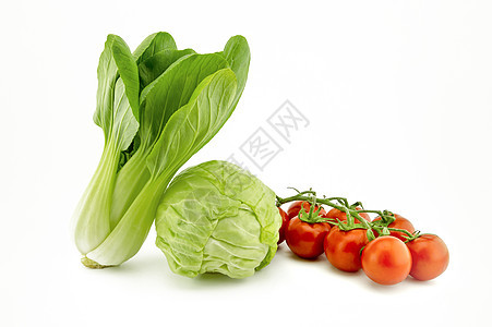 菜菜 中国卷心菜和樱桃番茄树枝白色食物蔬菜营养枝条植物农业绿色产品花园图片