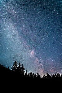 暗夜的银河系 明亮的乳色 树木的光影星云星系史诗系统照片上帝夜空望远镜天文流星图片