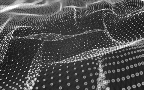 黑色大数据抽象背景 具有连接点和线的多边形形状的分子技术 连接结构 大数据可视化宏观渲染墙纸水晶网络科学金属蓝色黑色三角形背景