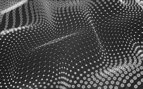 黑色大数据抽象背景 具有连接点和线的多边形形状的分子技术 连接结构 大数据可视化水晶黑色矩阵科学渲染宏观网络3d墙纸蓝色背景
