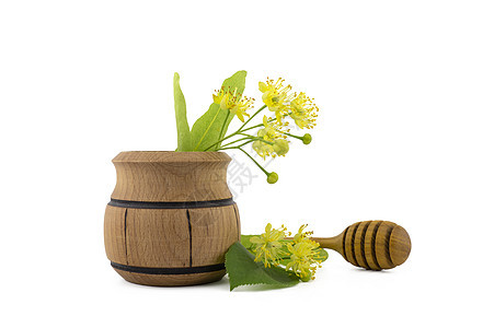 鲜采的黄色林子花木盆食物芳香饮料椴树药品植物群叶子草本植物杯子蜂蜜图片