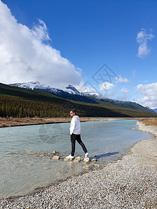 在加拿大班夫国家公园的Peyto松石湖 作为狐狸头领的山区湖在游客中很受欢迎顶峰全景夫妻天线男人旅游荒野公园吸引力娱乐图片