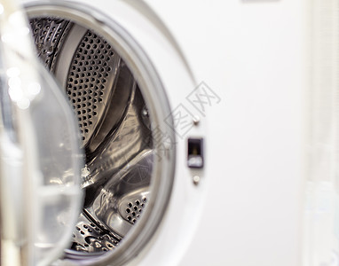洗衣机滚筒是干燥和干净的特写镜头 是他琐事器具技术金属垫圈洗涤清洁工洗衣店圆圈家务图片
