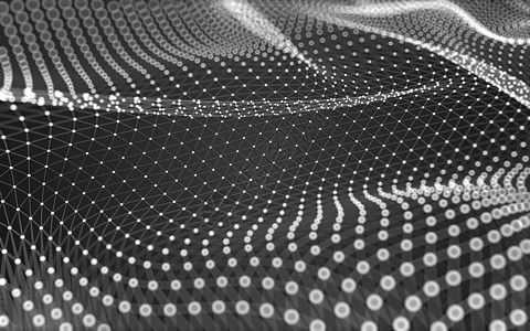 黑色大数据抽象背景 具有连接点和线的多边形形状的分子技术 连接结构 大数据可视化蓝色金属墙纸三角形黑色3d宏观科学水晶网络背景