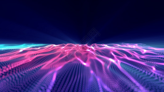 波抽象粒子颜色它制作图案流动动画片网络运动蓝色红色技术舞蹈数据波浪图片