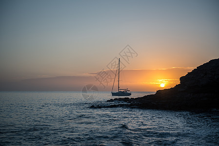 西班牙富尔蒂芬图拉岛大西洋大西洋日落时的船活力海景闲暇生态旅行假期太阳海洋运输海浪图片