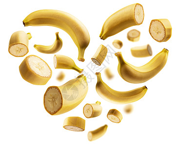 以白底的心形切整片香蕉 将香蕉切成图片