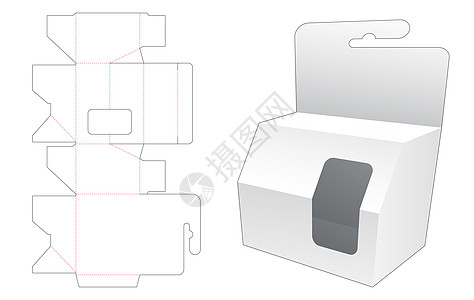 带窗口模切模板的挂式斜切包装盒图片