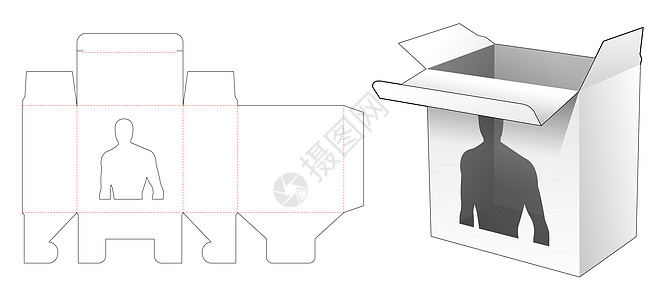 带有人形窗口模切模板的盒子图片