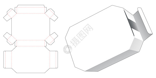 纸板六角锡盒模切模板礼物蓝图商品模切插图商业木板零售展示食物图片