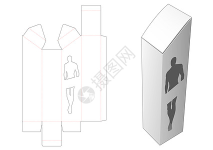 带有男士形状窗户模切模板的倾斜高框图片